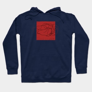 fine art line drawing of a hand on red background Hoodie